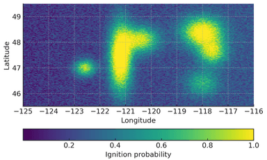 Predicted next-day ignition probability across Washington State