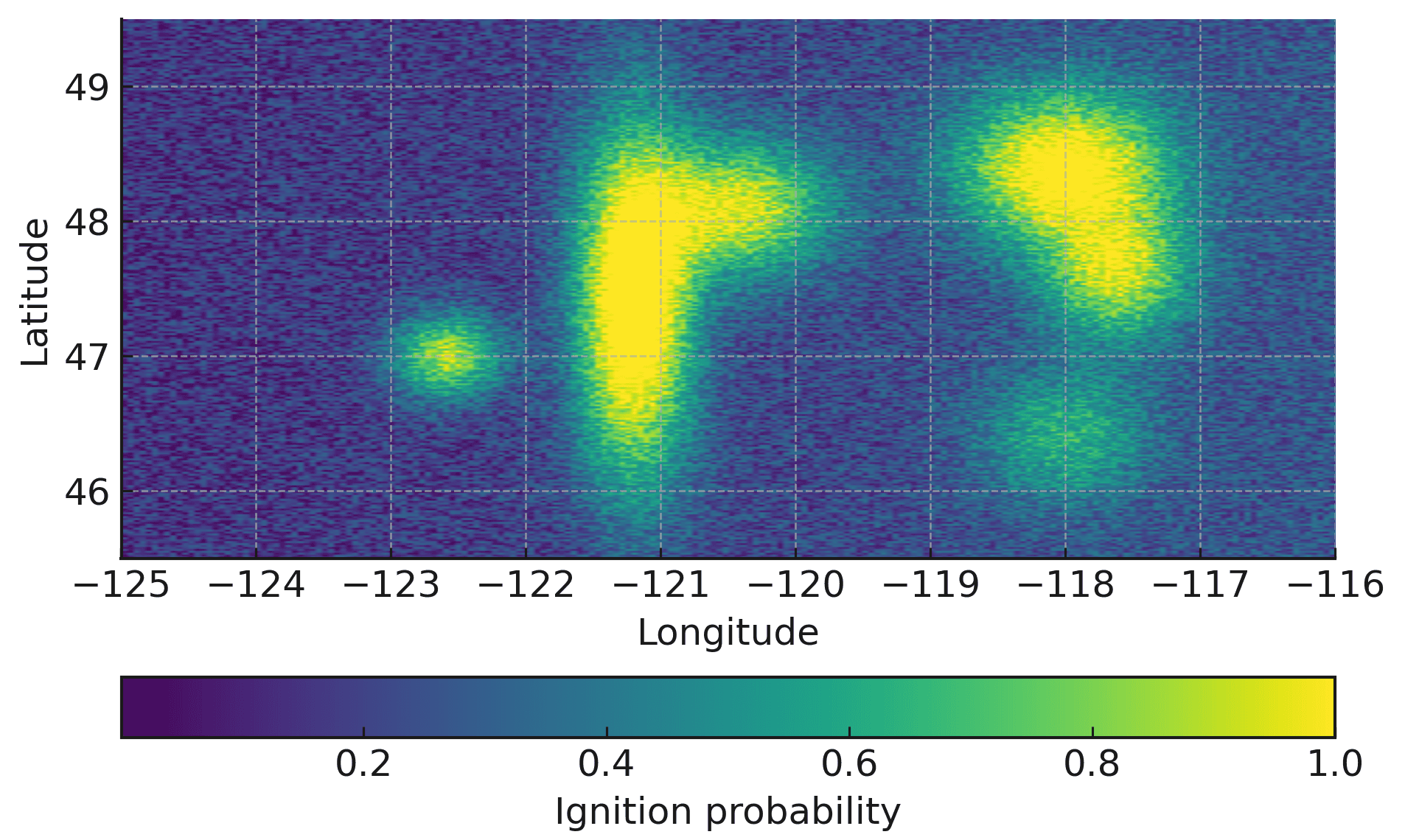 Predicted next-day ignition probability across Washington State